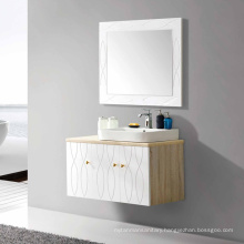 Plywood Bathroom Cabinet with Marble Top and Ceramic Basin